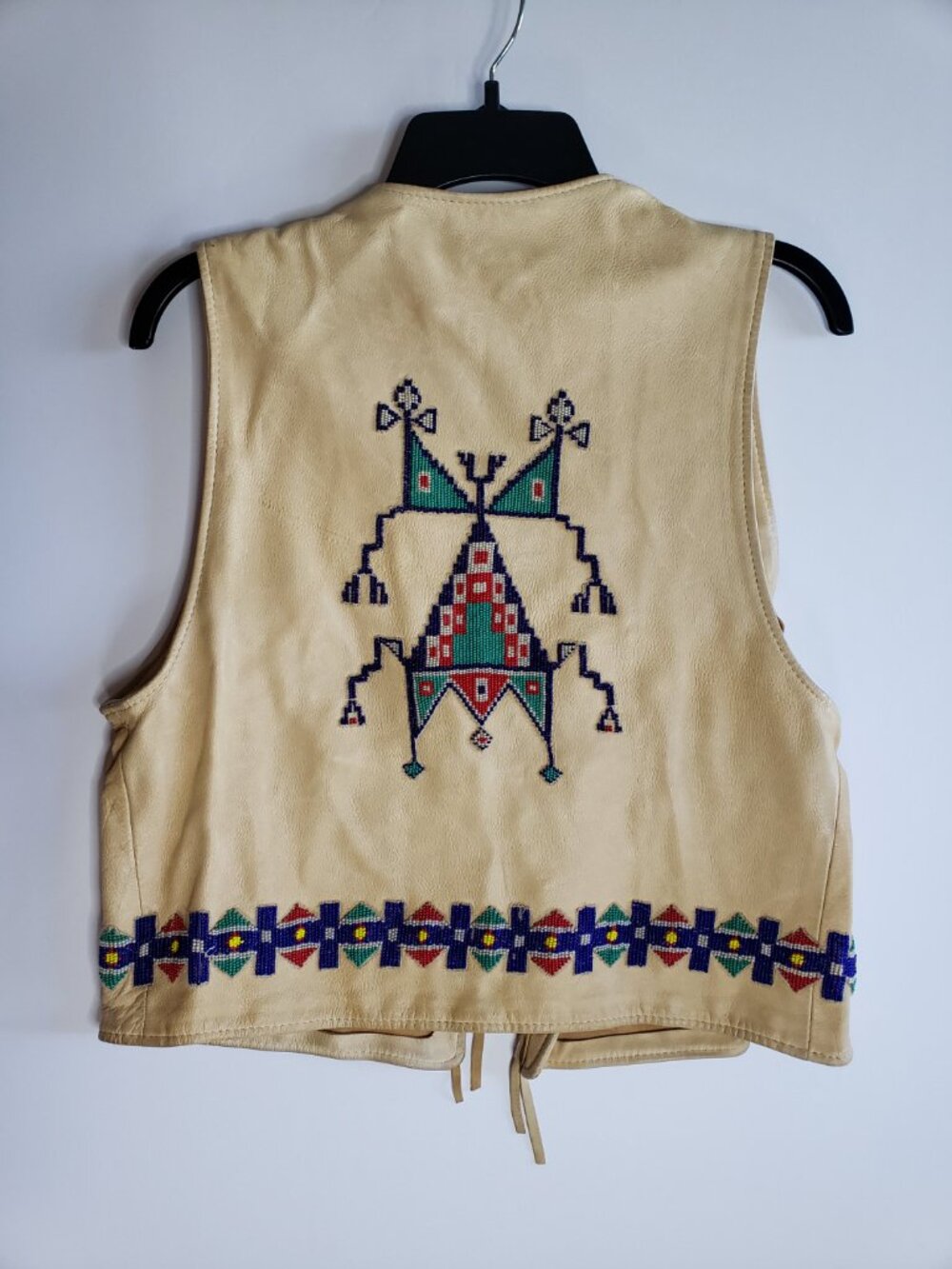 Ralph Lauren Country Polo Unisex Leather Vest Native American USA made 80s Vtg - Picture 5 of 16